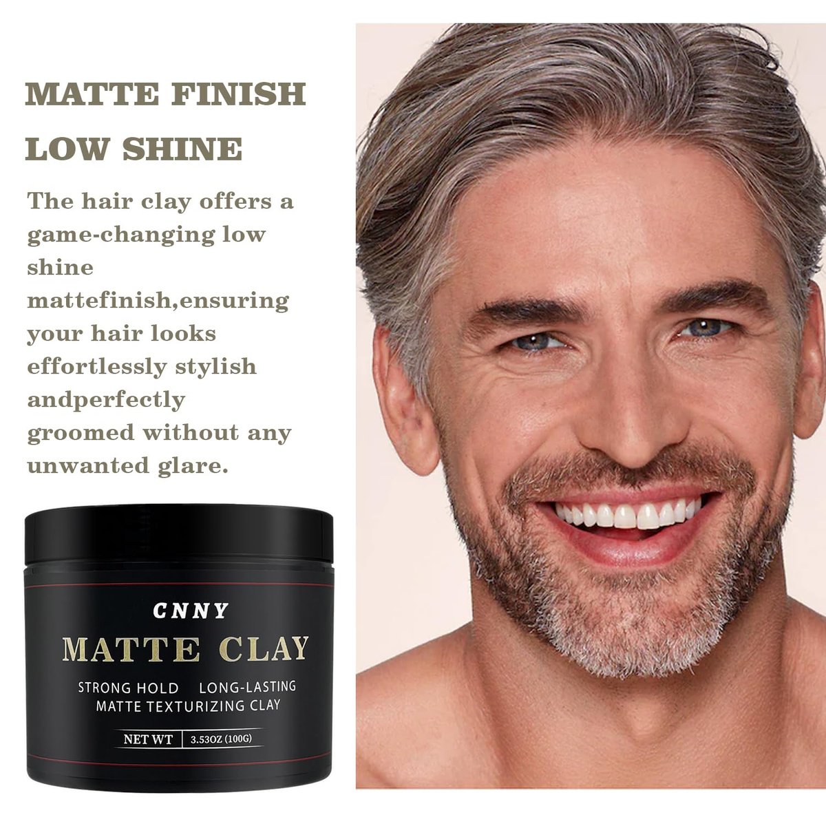 CNNY Men's Hair Styling Clay – Firm Hold, Matte Finish, Natural Ingredients, 3.53 oz - görsel 7