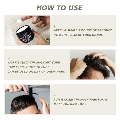 CNNY Men's Hair Styling Clay – Firm Hold, Matte Finish, Natural Ingredients, 3.53 oz - görsel 6