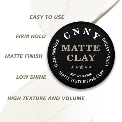 CNNY Men's Hair Styling Clay – Firm Hold, Matte Finish, Natural Ingredients, 3.53 oz
