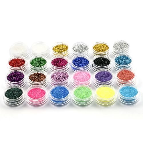 24 Color Body Glitter Set - Fine Nail Glitter for Holiday Makeup, Body, Face, Hair, Eyeshadow & Lip Gloss - görsel 4