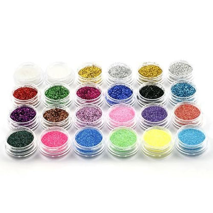 24 Color Body Glitter Set - Fine Nail Glitter for Holiday Makeup, Body, Face, Hair, Eyeshadow & Lip Gloss