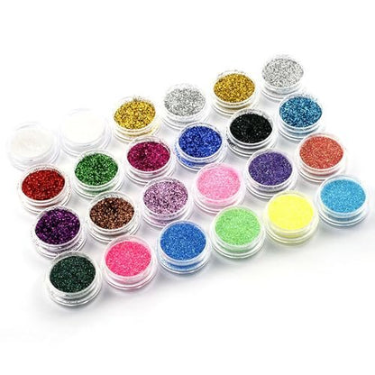 24 Color Body Glitter Set - Fine Nail Glitter for Holiday Makeup, Body, Face, Hair, Eyeshadow & Lip Gloss