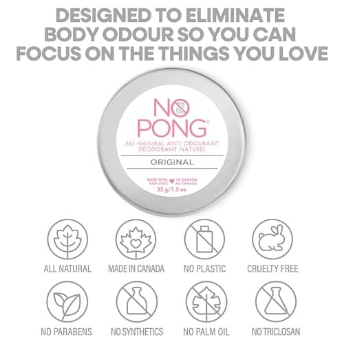 No Pong Original All Natural Deodorant Cream - Plastic-Free, Aluminum-Free, Paraben-Free, 35g - For Men and Women Avelisse