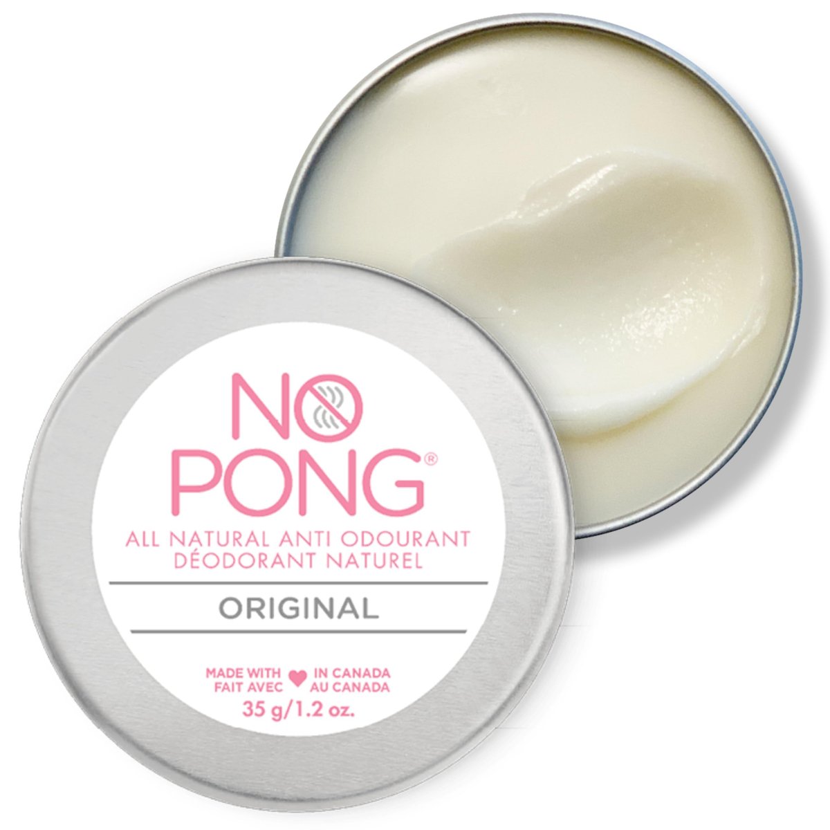 No Pong Original All Natural Deodorant Cream - Plastic-Free, Aluminum-Free, Paraben-Free, 35g - For Men and Women Avelisse