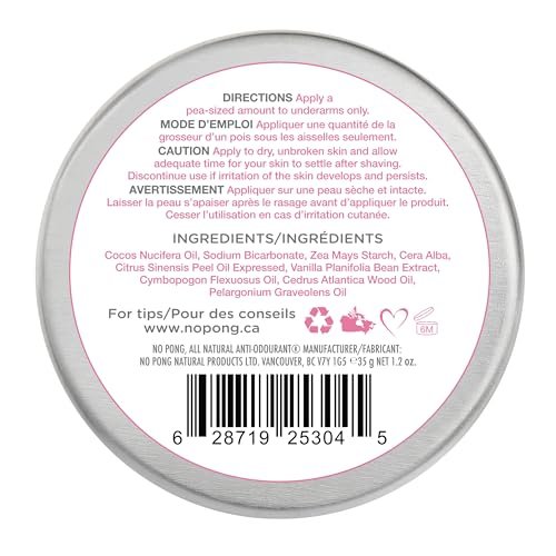 No Pong Original All Natural Deodorant Cream - Plastic-Free, Aluminum-Free, Paraben-Free, 35g - For Men and Women Avelisse