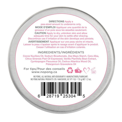 No Pong Original All Natural Deodorant Cream - Plastic-Free, Aluminum-Free, Paraben-Free, 35g - For Men and Women Avelisse