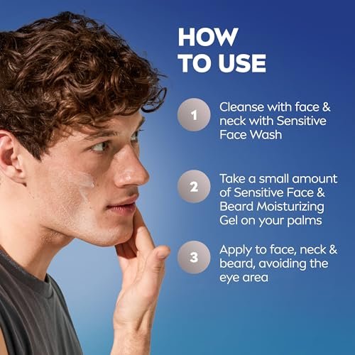 NIVEA MEN Sensitive Face and Beard Moisture Gel – Gentle Face and Beard Moisturizer for Men, Instantly Hydrates Skin and Conditions Beards, 1.7 Fl Oz Tube (Pack of 3) Avelisse
