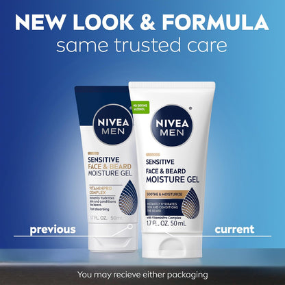 NIVEA MEN Sensitive Face and Beard Moisture Gel – Gentle Face and Beard Moisturizer for Men, Instantly Hydrates Skin and Conditions Beards, 1.7 Fl Oz Tube (Pack of 3) Avelisse