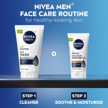 NIVEA MEN Sensitive Face and Beard Moisture Gel – Gentle Face and Beard Moisturizer for Men, Instantly Hydrates Skin and Conditions Beards, 1.7 Fl Oz Tube (Pack of 3) Avelisse