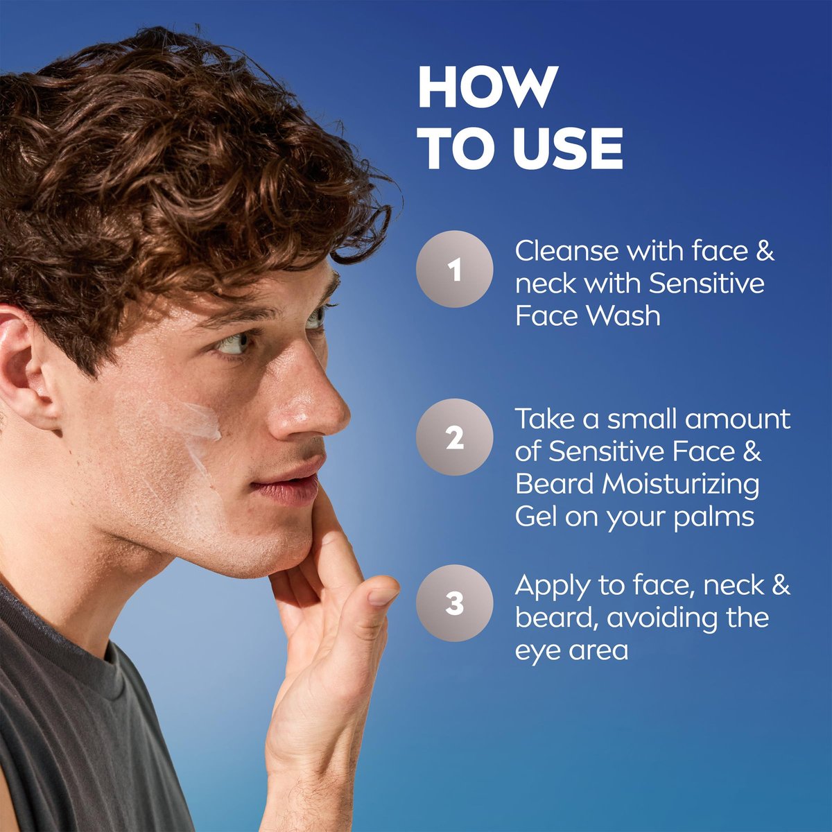 NIVEA MEN Sensitive Face and Beard Moisture Gel – Gentle Face and Beard Moisturizer for Men, Instantly Hydrates Skin and Conditions Beards, 1.7 Fl Oz Tube (Pack of 3) Avelisse