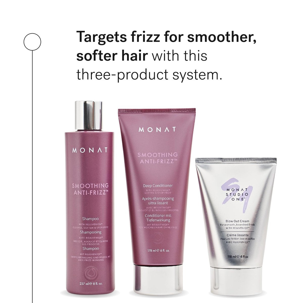 MONAT Smoothing Anti Frizz Shampoo, Deep Intensive Treatment & Blow Out Cream - Frizzy Hair Care Pack - Vegan, Natural, Heat Damage Protection, Strengthens Hair - 3 Products - görsel 3