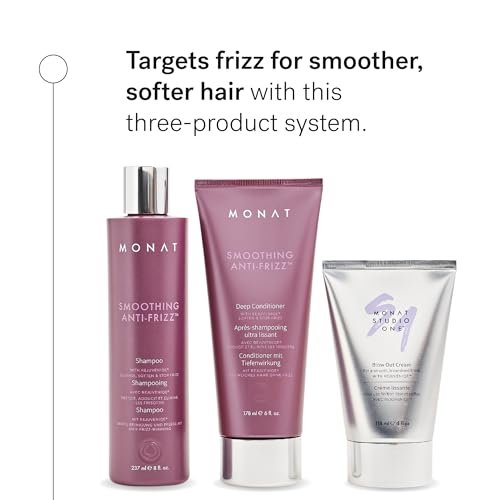 MONAT Smoothing Anti Frizz Shampoo, Deep Intensive Treatment & Blow Out Cream - Frizzy Hair Care Pack - Vegan, Natural, Heat Damage Protection, Strengthens Hair - 3 Products - görsel 4