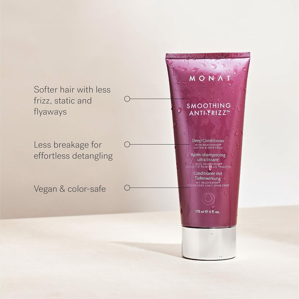 MONAT Smoothing Anti Frizz Shampoo, Deep Intensive Treatment & Blow Out Cream - Frizzy Hair Care Pack - Vegan, Natural, Heat Damage Protection, Strengthens Hair - 3 Products - görsel 5