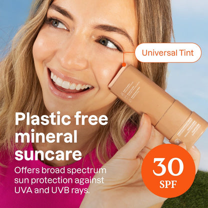 ATTITUDE Tinted Mineral Sunscreen Face Stick SPF 30, EWG Verified, Unscented, 0.7 oz Avelisse