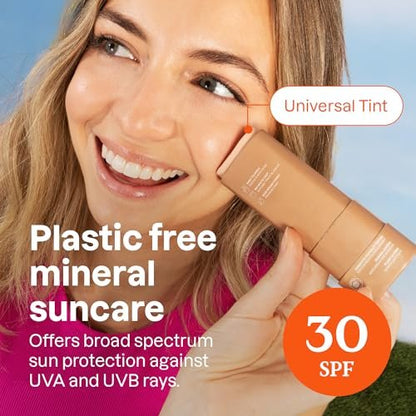 ATTITUDE Tinted Mineral Sunscreen Face Stick SPF 30, EWG Verified, Unscented, 0.7 oz Avelisse