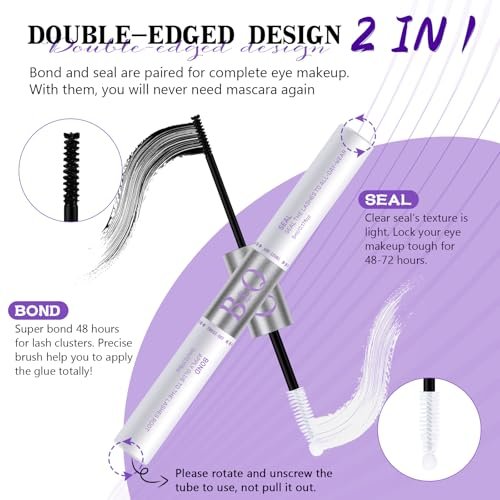 B&Q Lash Bond and Seal: Waterproof Latex-Free Lash Glue & Adhesive with Precision Brush, Clear Quick Dry Formula for Sensitive Eyes, Strong Long Lasting Hold for DIY Fluffy Cluster Lashes Extensions - görsel 14