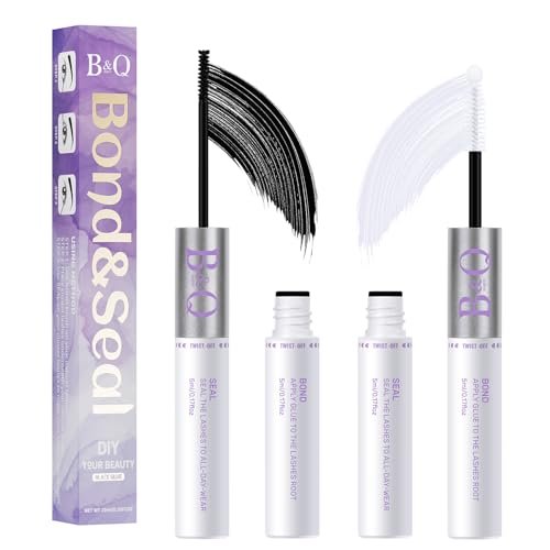 B&Q Lash Bond and Seal: Waterproof Latex-Free Lash Glue & Adhesive with Precision Brush, Clear Quick Dry Formula for Sensitive Eyes, Strong Long Lasting Hold for DIY Fluffy Cluster Lashes Extensions - görsel 2
