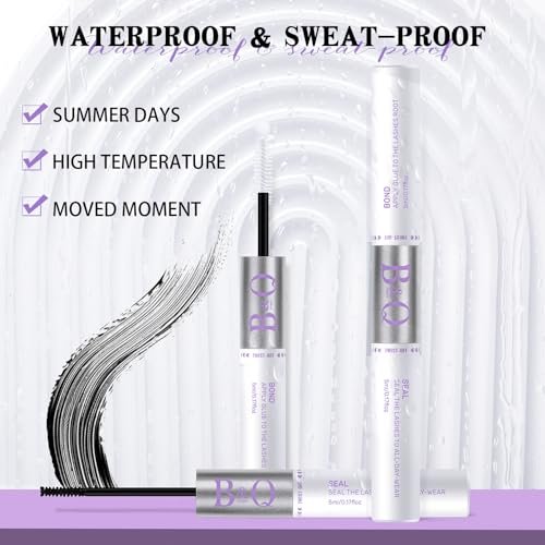 B&Q Lash Bond and Seal: Waterproof Latex-Free Lash Glue & Adhesive with Precision Brush, Clear Quick Dry Formula for Sensitive Eyes, Strong Long Lasting Hold for DIY Fluffy Cluster Lashes Extensions - görsel 4