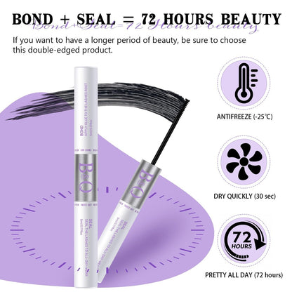 B&Q Lash Bond and Seal: Waterproof Latex-Free Lash Glue & Adhesive with Precision Brush, Clear Quick Dry Formula for Sensitive Eyes, Strong Long Lasting Hold for DIY Fluffy Cluster Lashes Extensions