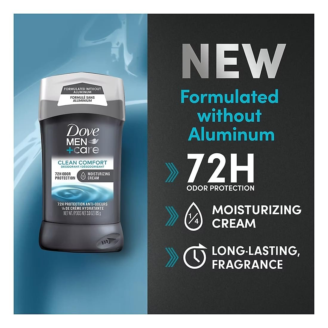 Dove Men+Care 72-Hour Deodorant Stick Aluminum Free - Clean Comfort, 3 Pack (3 oz each) Avelisse