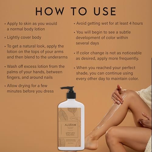 Aluram Golden Glow Body Lotion - Nourishing Radiance & Tone with Squalane & Watermelon Seed Oil, 18 Fl Oz Avelisse