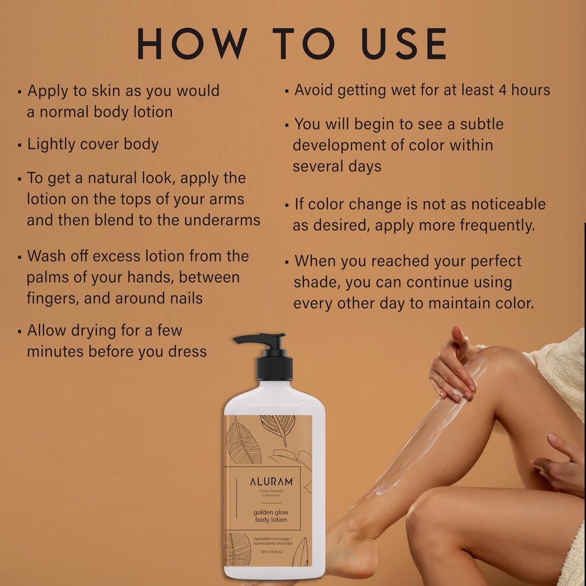 Aluram Golden Glow Body Lotion - Nourishing Radiance & Tone with Squalane & Watermelon Seed Oil, 18 Fl Oz Avelisse