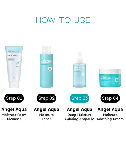 BEYOND Angel Aqua Moisture Ampoule - Deep Hydration Serum for Sensitive Skin, Barrier Strengthening, Vegan Korean Skincare, 1.7 fl oz (Pack of 2)