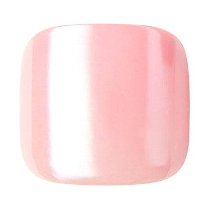 KISS imPRESS Premium No Glue Pedi Press-On Toenails - Sparkling Light Pink Pearl, Squoval Shape, 24 Nails + Prep Pad + Manicure Stick + Mini File