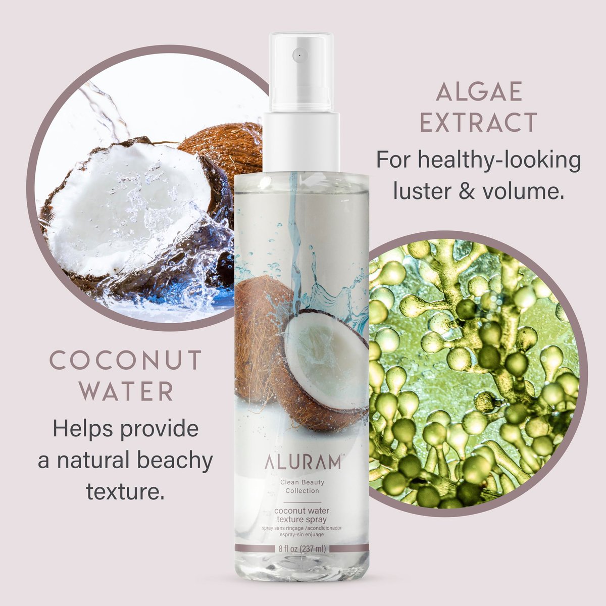Aluram Coconut Water Texture Spray - Adds Texture & Definition, 8 Fl Oz Avelisse