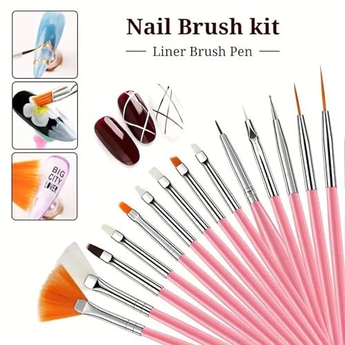 HomTop 22-Piece Nail Art Tools Set with Resin Palette, Acrylic Silicone Engraving Pen & Dotting Tools for DIY Home Salon - Pink - görsel 10