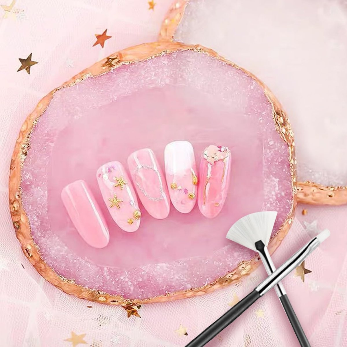 HomTop 22-Piece Nail Art Tools Set with Resin Palette, Acrylic Silicone Engraving Pen & Dotting Tools for DIY Home Salon - Pink - görsel 5