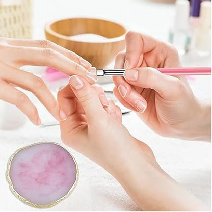HomTop 22-Piece Nail Art Tools Set with Resin Palette, Acrylic Silicone Engraving Pen & Dotting Tools for DIY Home Salon - Pink