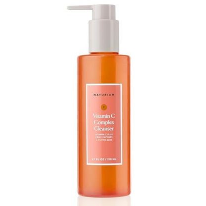 Naturium Vitamin C Complex Cleanser - Gently Exfoliating Foaming Face Wash with Phytic Acid & Fruit Enzymes, 7.1 oz