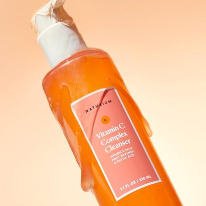 Naturium Vitamin C Complex Cleanser - Gently Exfoliating Foaming Face Wash with Phytic Acid & Fruit Enzymes, 7.1 oz