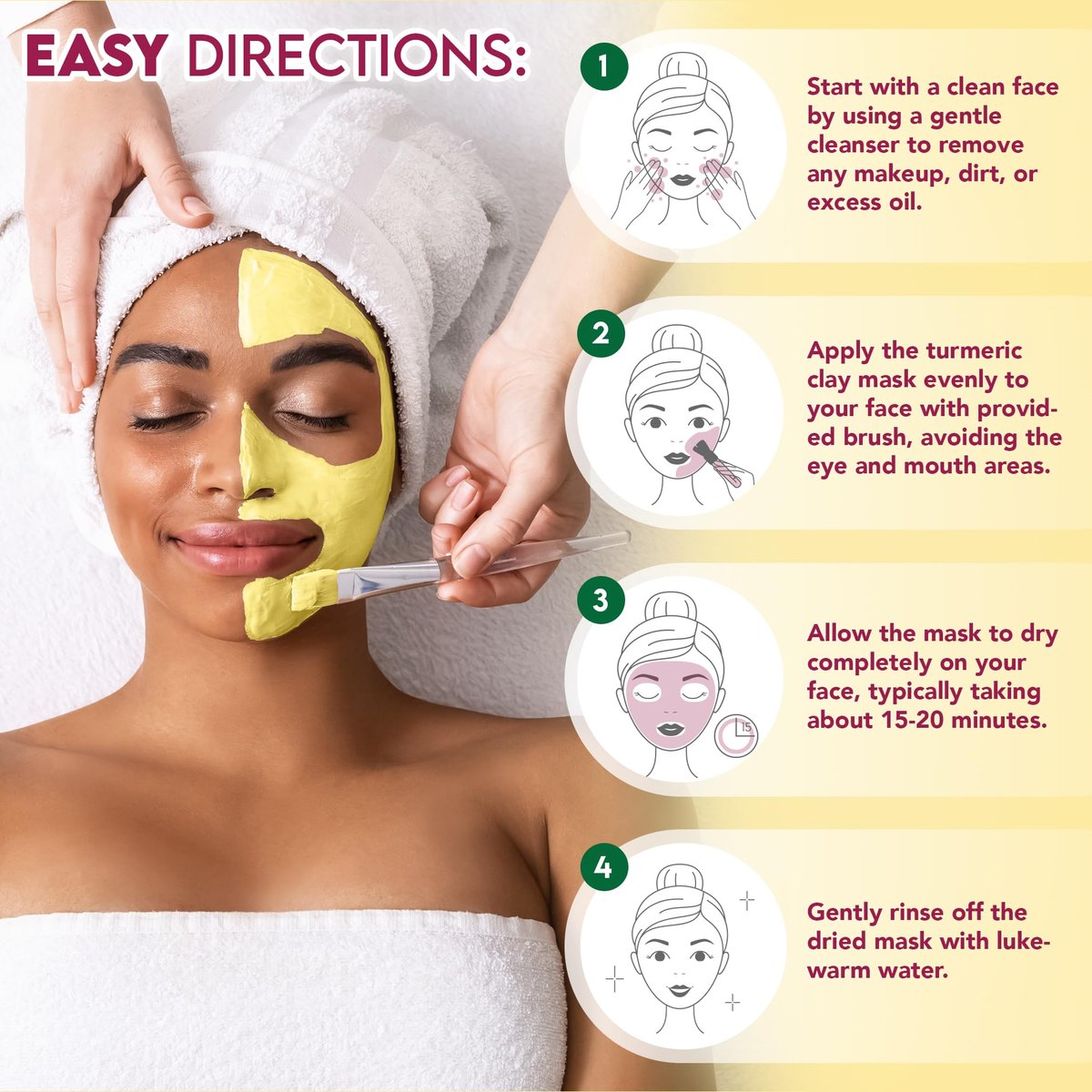 ORGANIC EXTRACT Turmeric Face Mask – Vitamin C Brightening Clay Mask for Face, 4.2 fl oz / 120g – Reduces Dark Spots, Deep Cleansing with Honey, Jojoba Oil, Aloe Vera - görsel 11