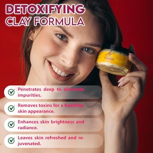 ORGANIC EXTRACT Turmeric Face Mask – Vitamin C Brightening Clay Mask for Face, 4.2 fl oz / 120g – Reduces Dark Spots, Deep Cleansing with Honey, Jojoba Oil, Aloe Vera - görsel 8