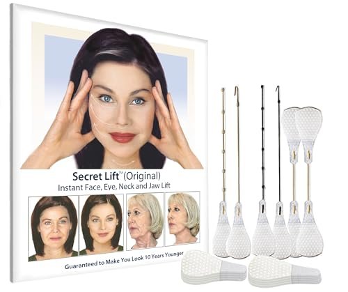 Secret Lift Original - 80 Piece Instant Face, Neck and Eye Lift Tape Kit, Invisible Lifting Tapes and Bands (Light & Dark) Avelisse