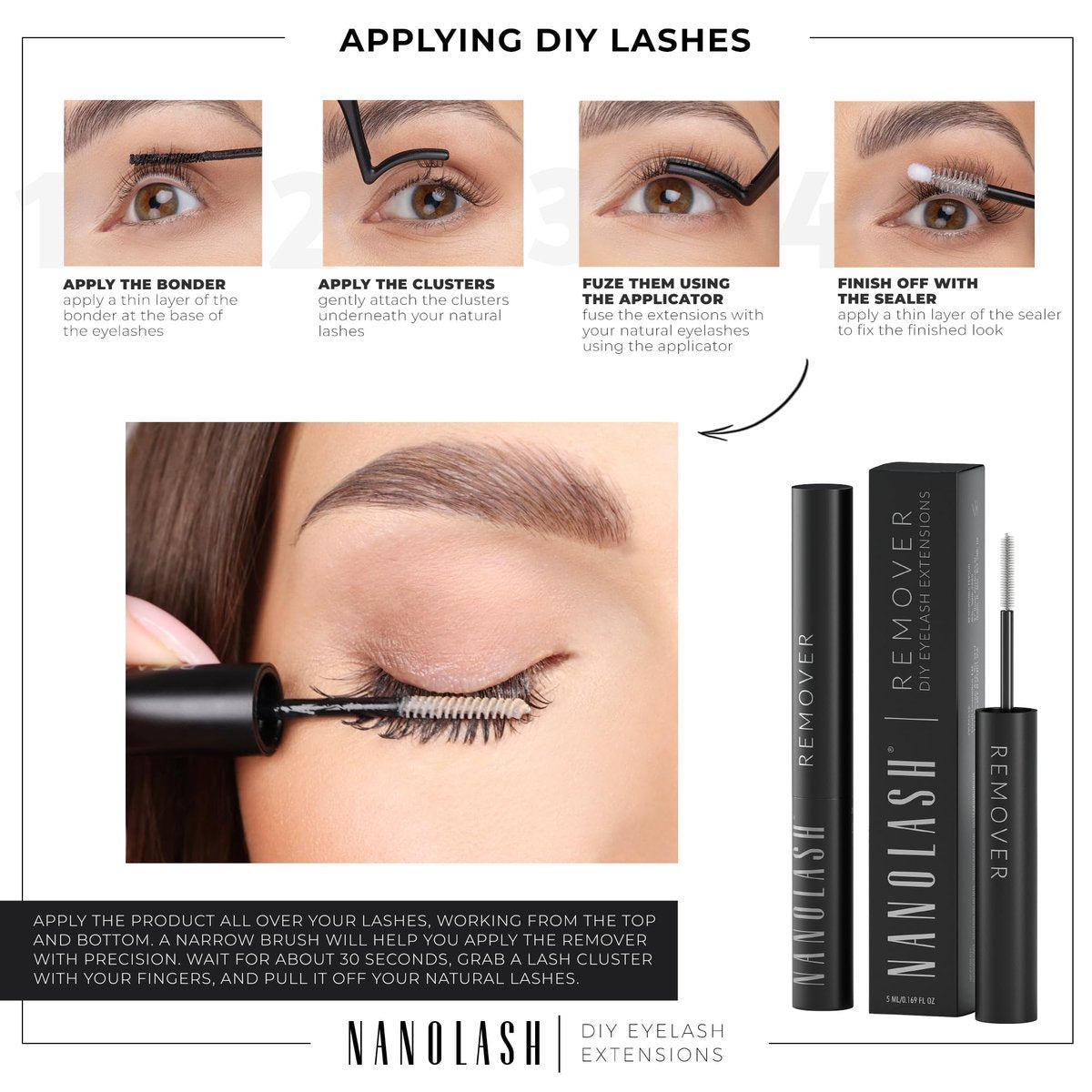 Nanolash DIY Cluster Lash Remover 5 ml – Gentle & Effective Eyelash Adhesive Remover - görsel 5