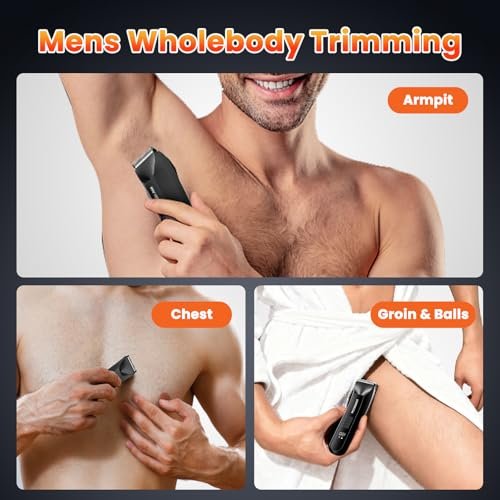 MAXGROOM Body Hair Trimmer for Men – Waterproof Electric Shaver with LED Light, Ceramic Blade, USB Rechargeable & Travel Pouch Avelisse