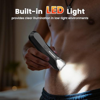MAXGROOM Body Hair Trimmer for Men – Waterproof Electric Shaver with LED Light, Ceramic Blade, USB Rechargeable & Travel Pouch Avelisse