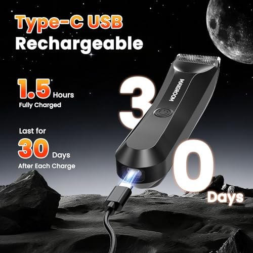 MAXGROOM Body Hair Trimmer for Men – Waterproof Electric Shaver with LED Light, Ceramic Blade, USB Rechargeable & Travel Pouch Avelisse