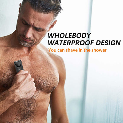 MAXGROOM Body Hair Trimmer for Men – Waterproof Electric Shaver with LED Light, Ceramic Blade, USB Rechargeable & Travel Pouch Avelisse