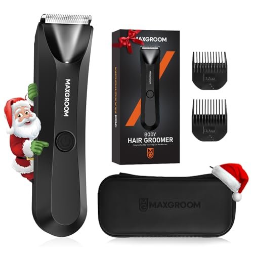 MAXGROOM Body Hair Trimmer for Men – Waterproof Electric Shaver with LED Light, Ceramic Blade, USB Rechargeable & Travel Pouch Avelisse