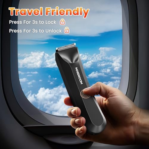 MAXGROOM Body Hair Trimmer for Men – Waterproof Electric Shaver with LED Light, Ceramic Blade, USB Rechargeable & Travel Pouch Avelisse