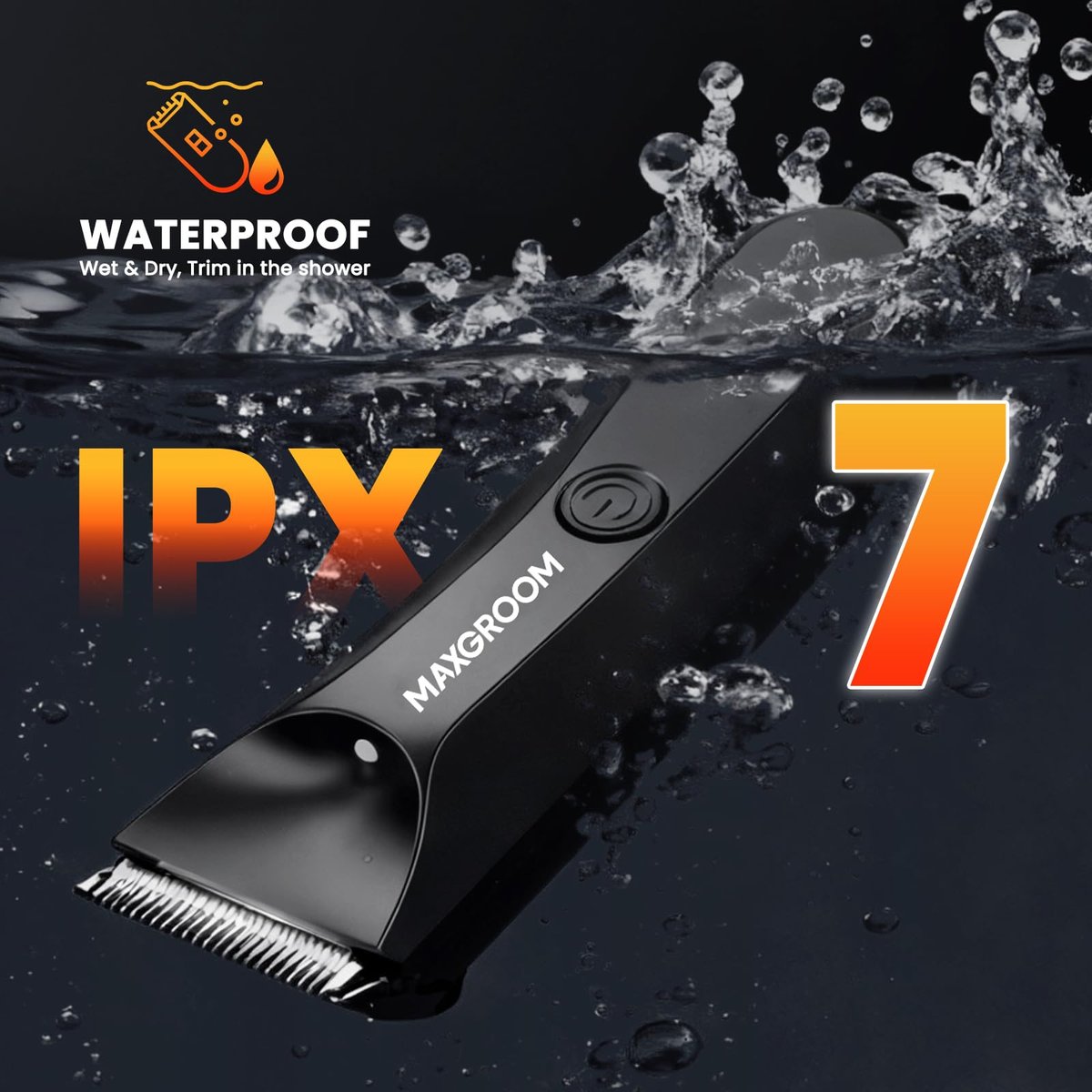 MAXGROOM Body Hair Trimmer for Men – Waterproof Electric Shaver with LED Light, Ceramic Blade, USB Rechargeable & Travel Pouch Avelisse