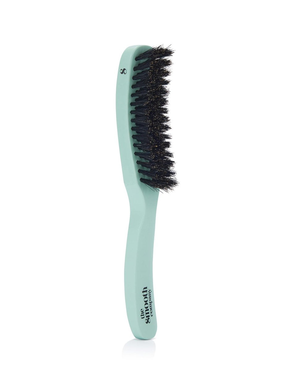 Smooth Stick Mane Master™ Curved Boar Bristle Smoothing Hair Brush – Green, Wooden Handle Avelisse