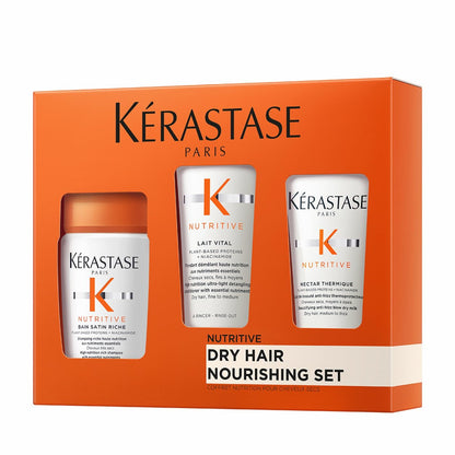 Kérastase Nutritive Discovery Set For Dry Hair - Nourishing Mini Shampoo, Conditioner and Leave In, Controls Frizz and Enhances Shine With Niacinamide Avelisse
