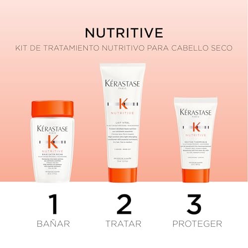 Kérastase Nutritive Discovery Set For Dry Hair - Nourishing Mini Shampoo, Conditioner and Leave In, Controls Frizz and Enhances Shine With Niacinamide Avelisse