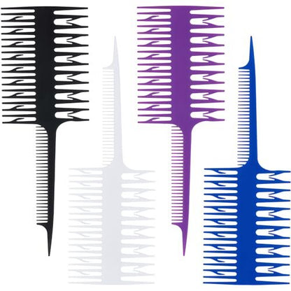 Kootinn 4-Pack Double-Sided Fish Shape Hair Foiling & Highlighting Combs for Balayage, Dyeing & Teasing - Lightweight, Static-Free, Tortoiseshell