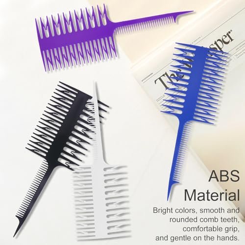 Kootinn 4-Pack Double-Sided Fish Shape Hair Foiling & Highlighting Combs for Balayage, Dyeing & Teasing - Lightweight, Static-Free, Tortoiseshell - görsel 12